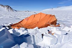17A The Wind Flattened The Ice Wall And Mangled The Dining Tent As We Awoke To Perfect Weather On Day 8 At Mount Vinson Low Camp.jpg